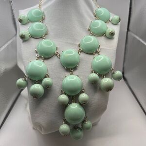 Erica Lyons Mint Green Long Statement silver tone Necklace
